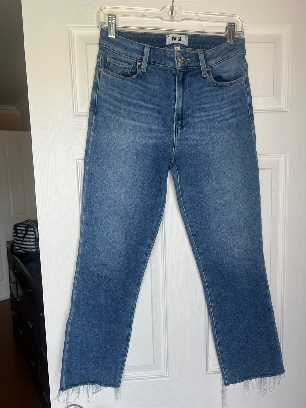 PAIGE Straight-Leg High-Rise Cropped Jeans in Faded Blue